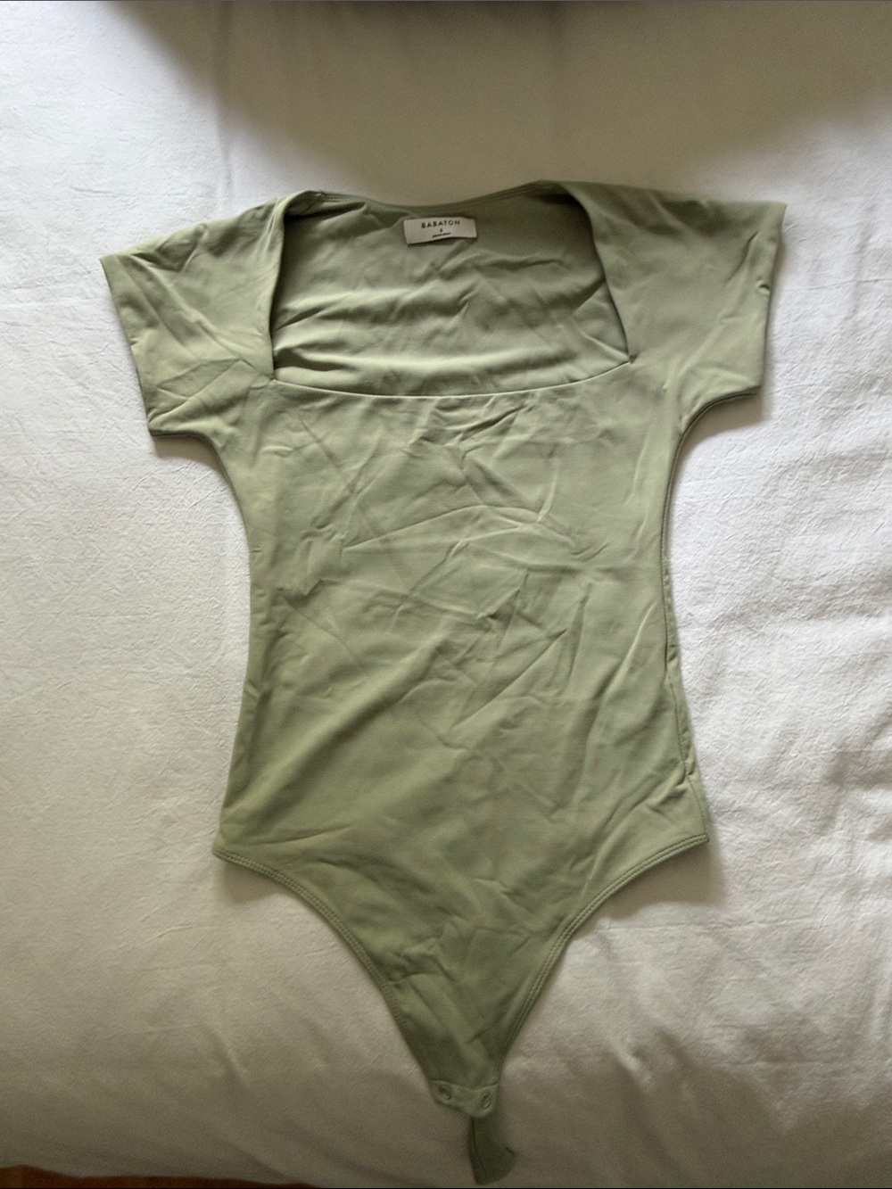 Babaton Sage Green Square-Neck Thong Bodysuit